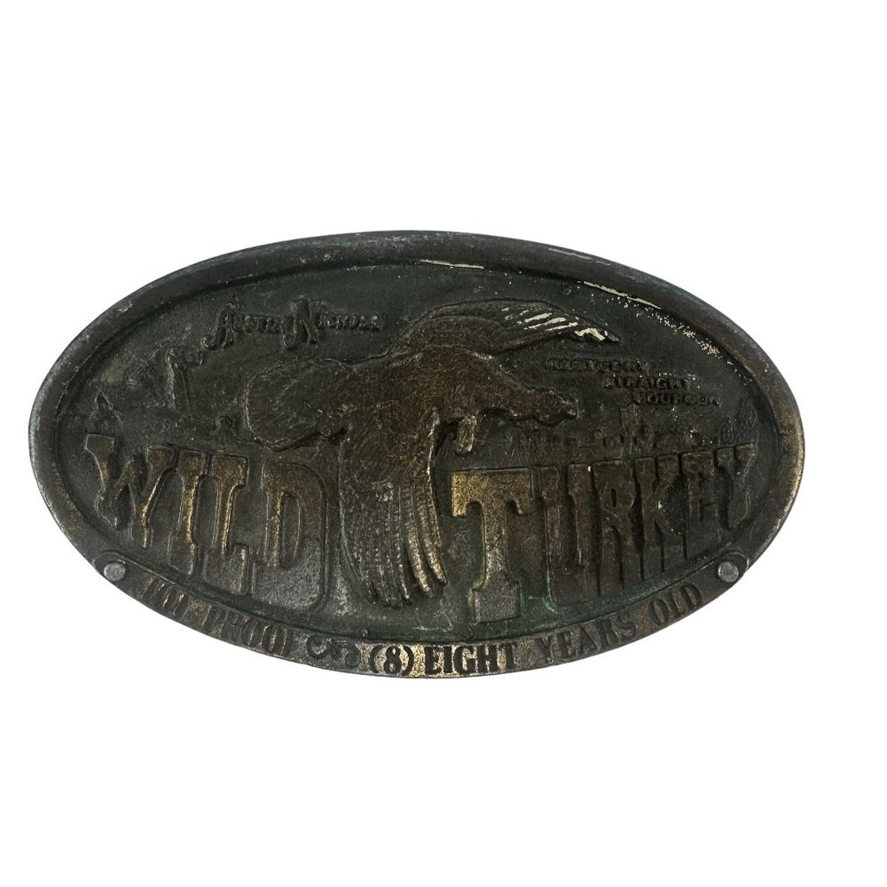 Vintage Wild Turkey Brass Belt Buckle Austin Nichols